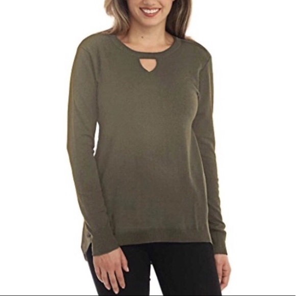 ONE A Anthropologie Green Cut Out Pullover S - Picture 2 of 9